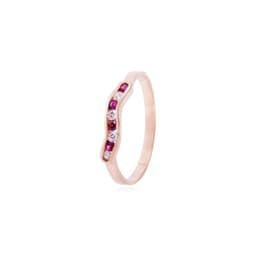 Anillo Oro Miel 18kt Asimetrico Rubi Rosa 17
