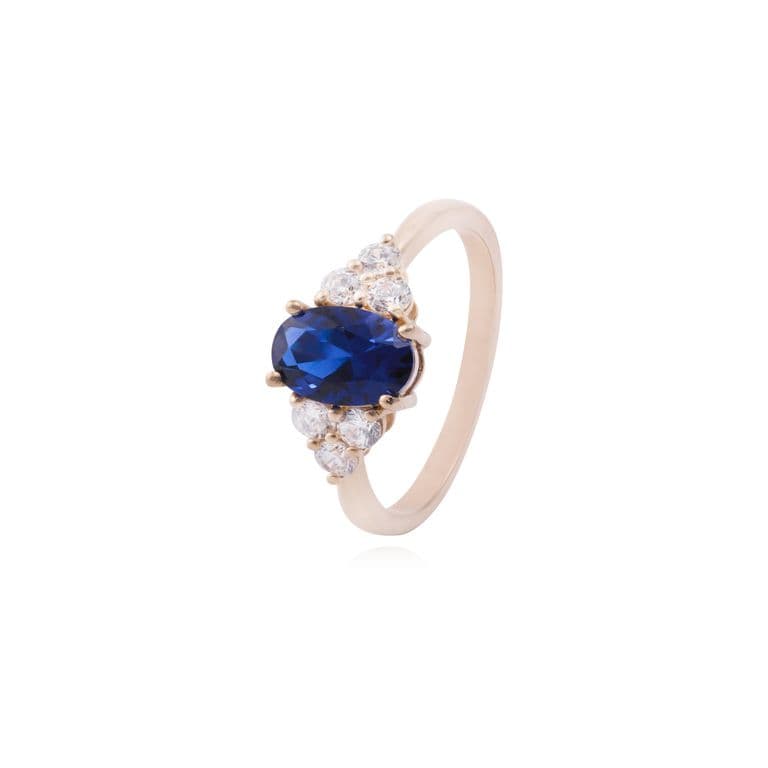 Anillo en Oro Miel 18kt Aurora Azul Rosa 13