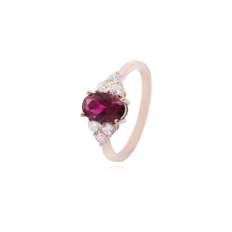Anillo en Oro Miel 18kt Aura Carmesi Rosa 14