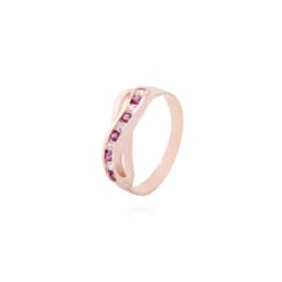Anillo Oro Miel 18kt Rubi Radiante Rosa 15