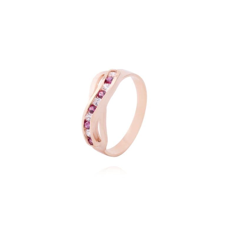 Anillo Oro Miel 18kt Rubi Radiante Rosa 15
