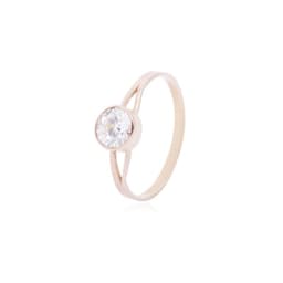 Anillo Oro Miel 18kt Moderno Circon 6mm Rosa 16