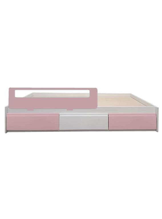Cama Infantil Montessori 1 Plaza - Linea Minimal tres cajones Rosa Pastel-Blanco-Rosa Pastel