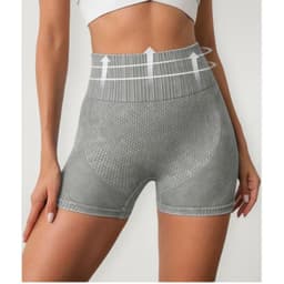 Calza Short Deportivo Mujer Push Up Frunce Tiro Alto Gym 005 Gris L/XL