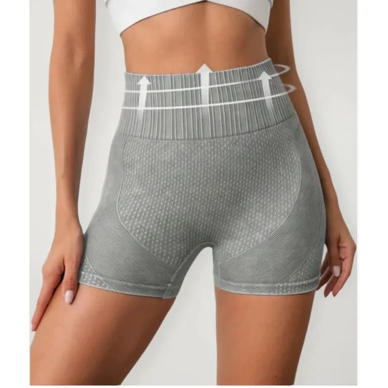 Calza Short Deportivo Mujer Push Up Frunce Tiro Alto Gym 005 Gris S/M