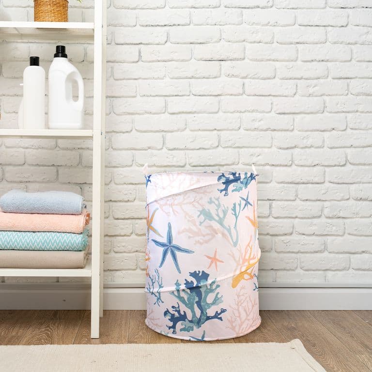 Cesto canasto para ropa plegable Home 42x55cm corales de mar