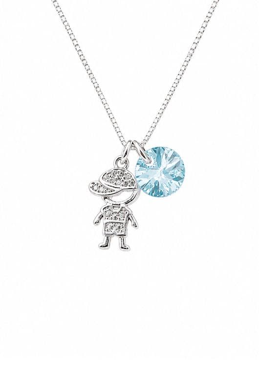 Collar Nino Plata 925 creado cristales de Swarovski Blue Shade Blanco TALLA UNICA