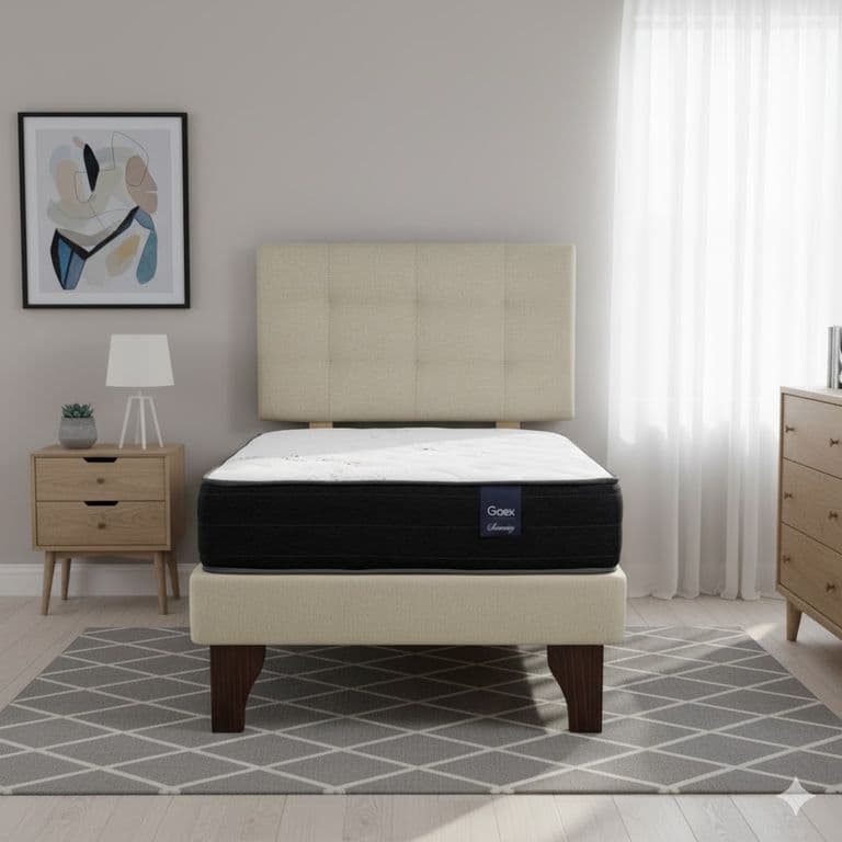 Cama Europea 1 Plaza 190 Respaldo Ginebra