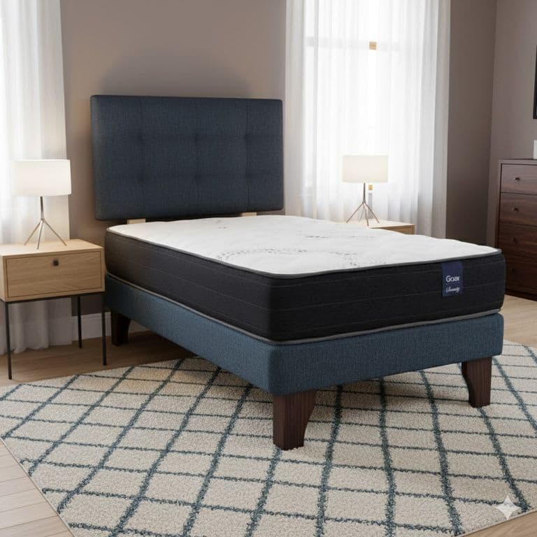 Cama Europea 1 Plaza 190 Respaldo Ginebra
