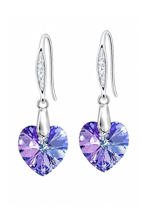 Aros Gran Romance Plata 925 creado con cristales de Swarovski Vitral light Morado TALLA UNICA