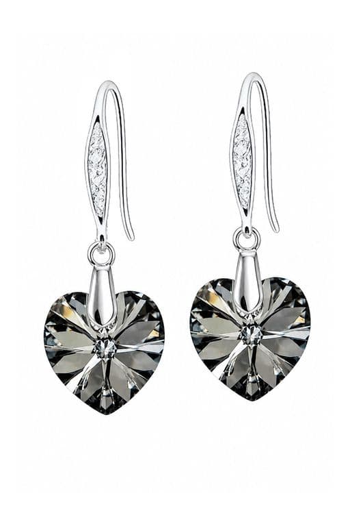 Aros Gran Romance Plata 925 creado con cristales de Swarovski Silver Night Negro TALLA UNICA