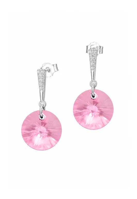 Aros Paris Plata 925 Cristal creado cristales de Swarovski Rose Rosa TALLA UNICA