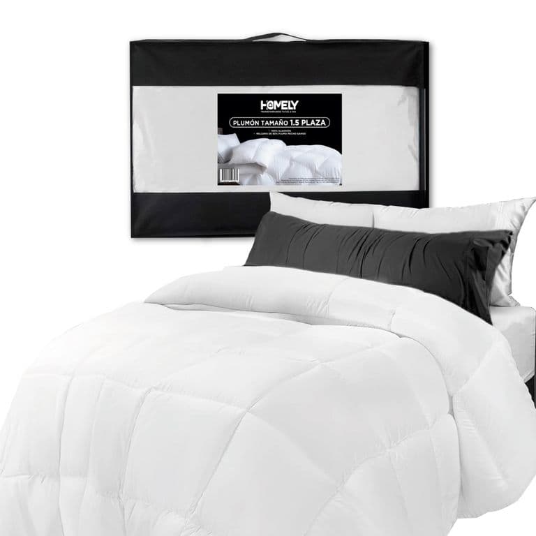 Cubrecama Cobertor 1.5 Plazas 90% Pluma Pecho Ganso Homely.