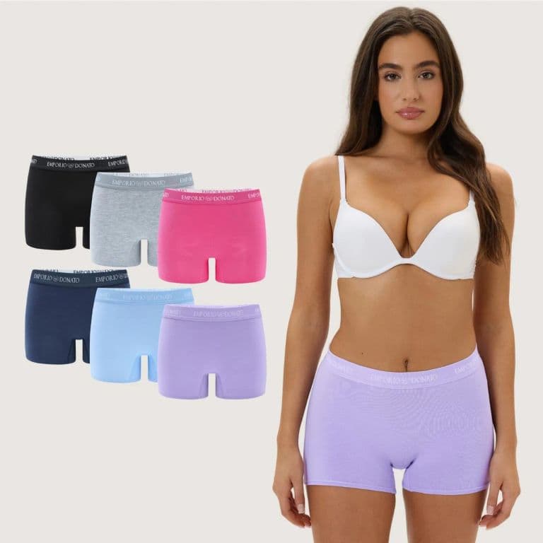 Pack de 6 Calzones Boxer Algodon Mujer Giovacchino Multicolor S