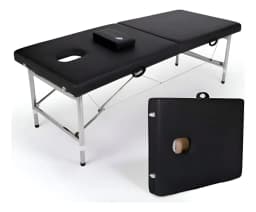 Camilla Cama Masajes 200kG Aluminio Plegable Acolchada Negro