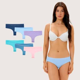 Pack de 6 Calzones Colaless Algodon Mujer Giovacchino Multicolor S