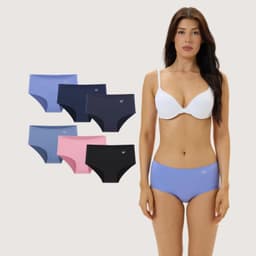 Pack de 6 Calzones Pantaleta Microfibra Corte Laser Mujer Giovacchino Multicolor L