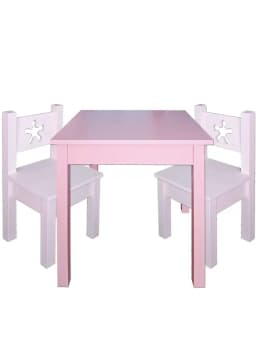 Mesa Infantil Rosada con 2 Sillas Rosa Pastel