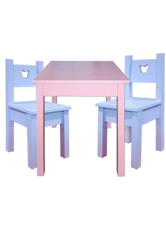 Mesa Infantil Rosada con 2 Sillas Lilas