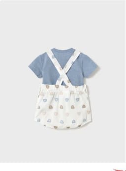 Conjunto Jardinera corta + camiseta Celeste 0-1 MES
