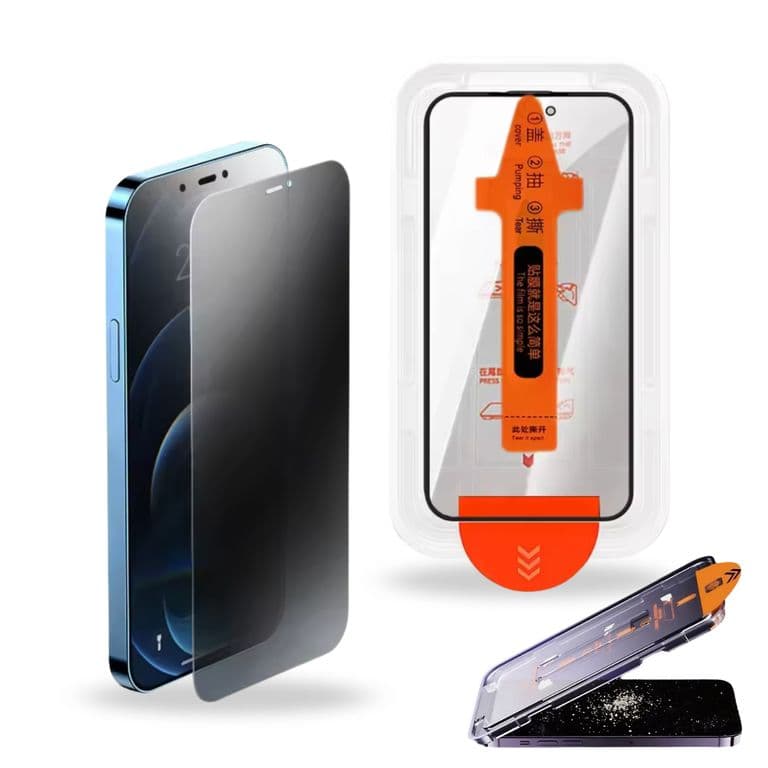 Lamina Vidrio Antiespia Para iPhone 12ProMax Completa Con Instalador Facil