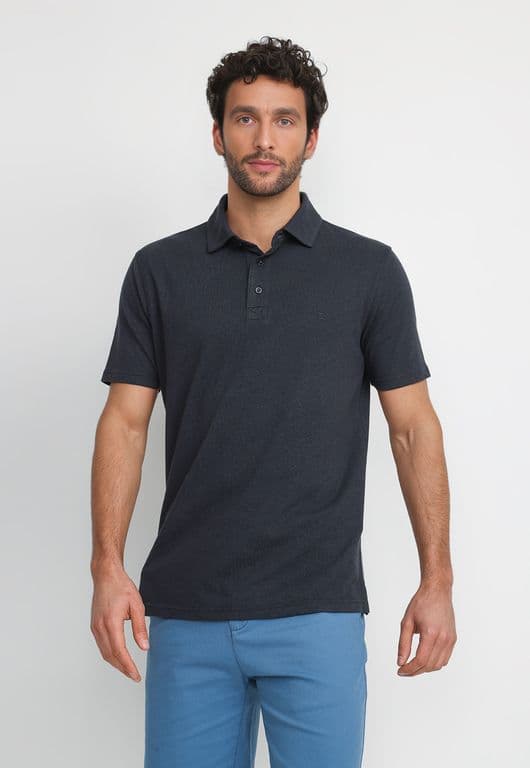 Polera Polo Lino Algodon Morris Azul Marino Azul Marino S