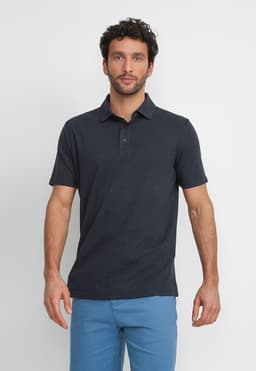 Polera Polo Lino Algodon Morris Azul Marino Azul Marino M