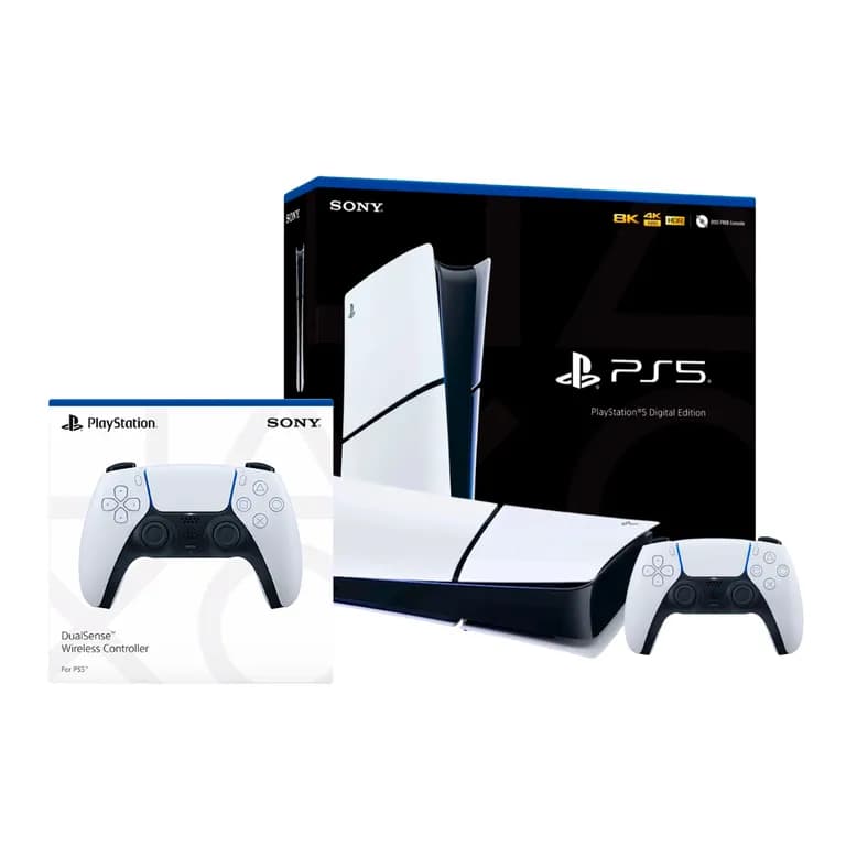 Consola Playstation 5 Slim Edicion Digital + Control Dualsense Adicional Blanco.