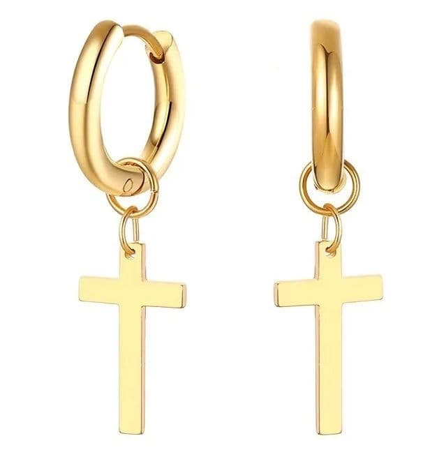 Aros Punk Cruz Gold Space Hombre Mujer Royal Madriz Dorado TALLA UNICA