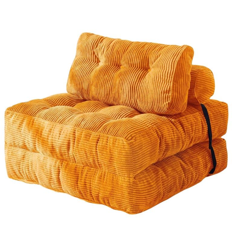 Silla Sofa Cama 187x85cm Puff Plegable Acolchada Hogar Naranja