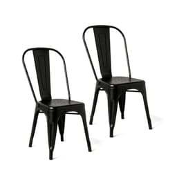 Pack 2 Sillas Comedor Terraza Exterior Apilables Metal Industrial Tolix Negras Negro