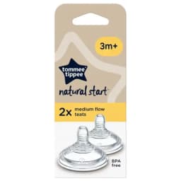 Repuesto tetina de silicona mamadera Natural Start 2 unidades flujo medio 3 meses+