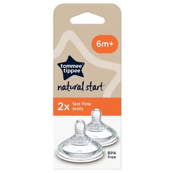 Repuesto tetina de silicona mamadera Natural Start 2 unidades flujo rapido 6 meses+