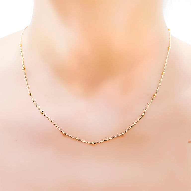 Collar Bolitas Eslabon Fino Enchapado Oro 18K Dorado TALLA UNICA