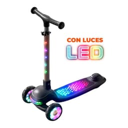 Scooter Infantil con Luces LED 3 Ruedas Ajustable y Seguro - Negro