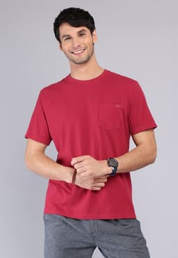 Polera Cuello Redondo Stone Wash Rojo S