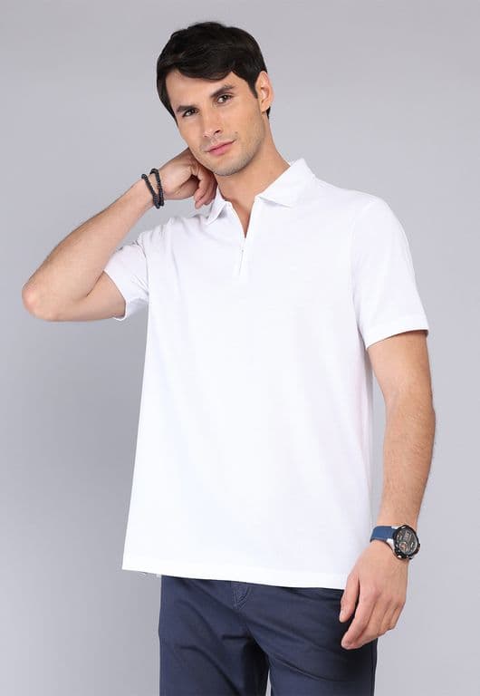 Polera Pique Manga Corta Blanco S
