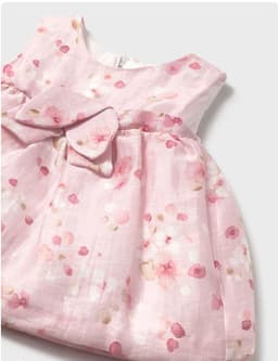 Vestido ceremonia flores beba Rosa 2-4 MESES