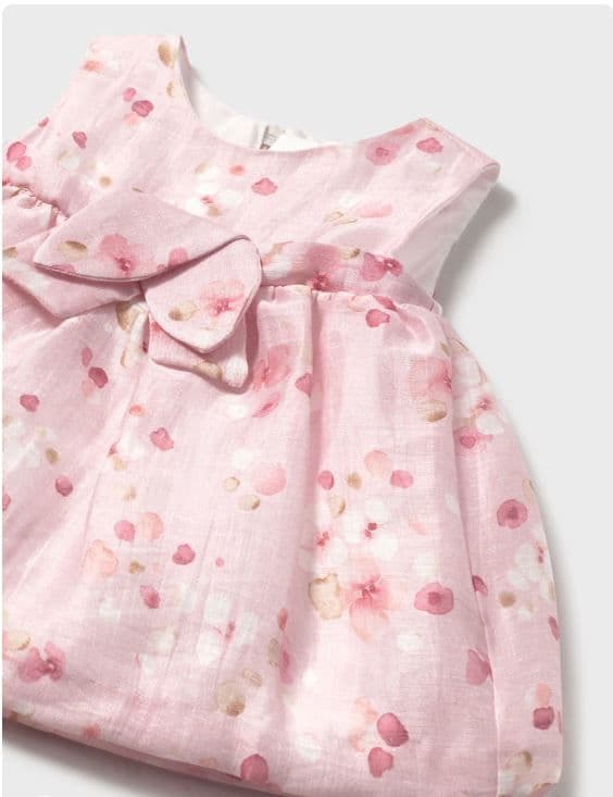 Vestido ceremonia flores beba Rosa 2-4 MESES