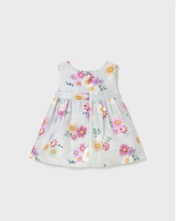 Vestido ceremonia flores beba Verde 2-4 MESES