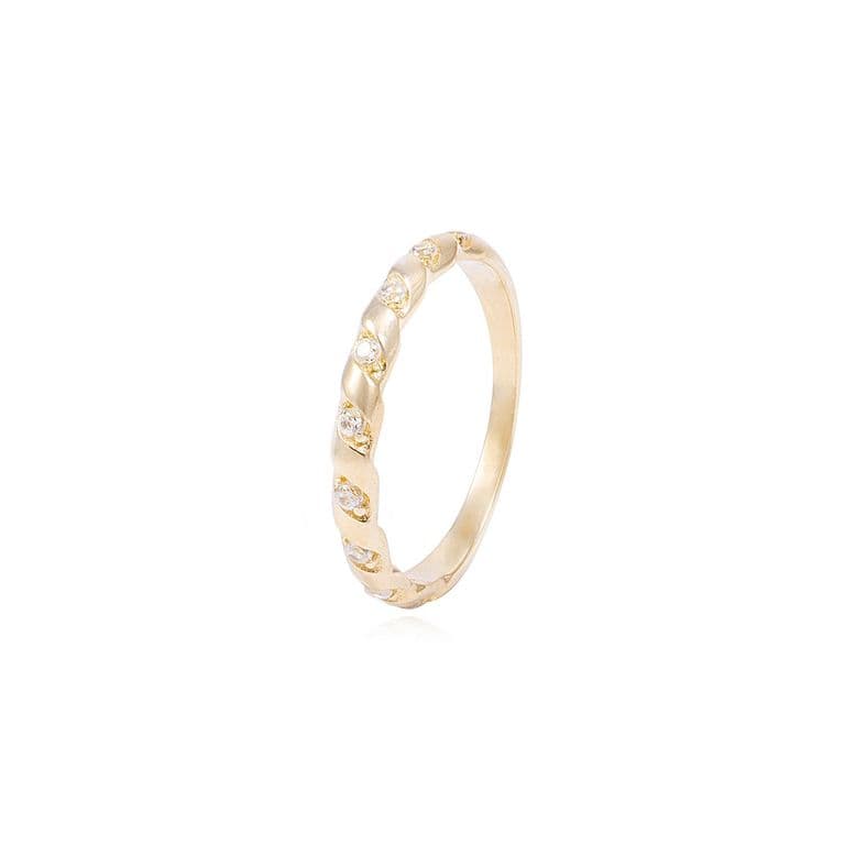 Anillode Oro 18Kt de Compromiso 1/2 Cintillo con Circon Amarillo 11