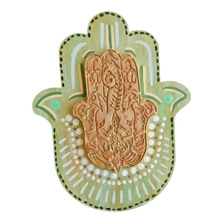 Hamsa mano de Fatima decorativa verde