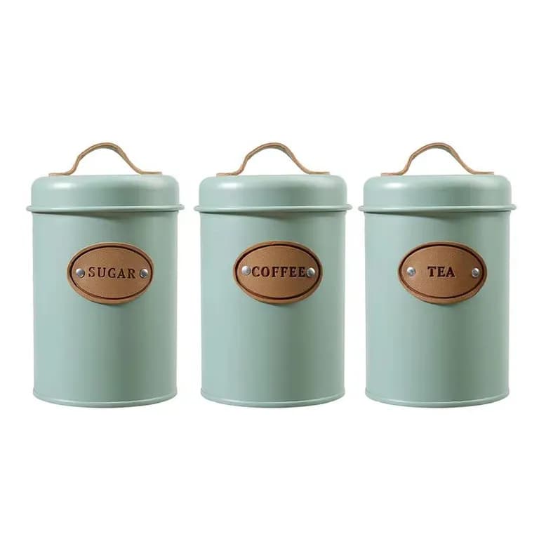 Set de 3 canister de cocina - Diseno verde agua