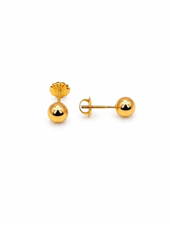 Aros Bolita 6mm N4 Oro 18k Atornillados 0.75gr Nina Juvenil Hipoalergenicos