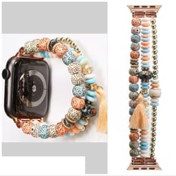 Correa Pulsera Bohemia para Apple Watch 4244 mm Diseno Artesanal con Cuentas Decorativas
