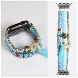 Correa Pulsera Bohemia para Apple Watch 4244 mm Diseno Artesanal Cuentas Decorativas