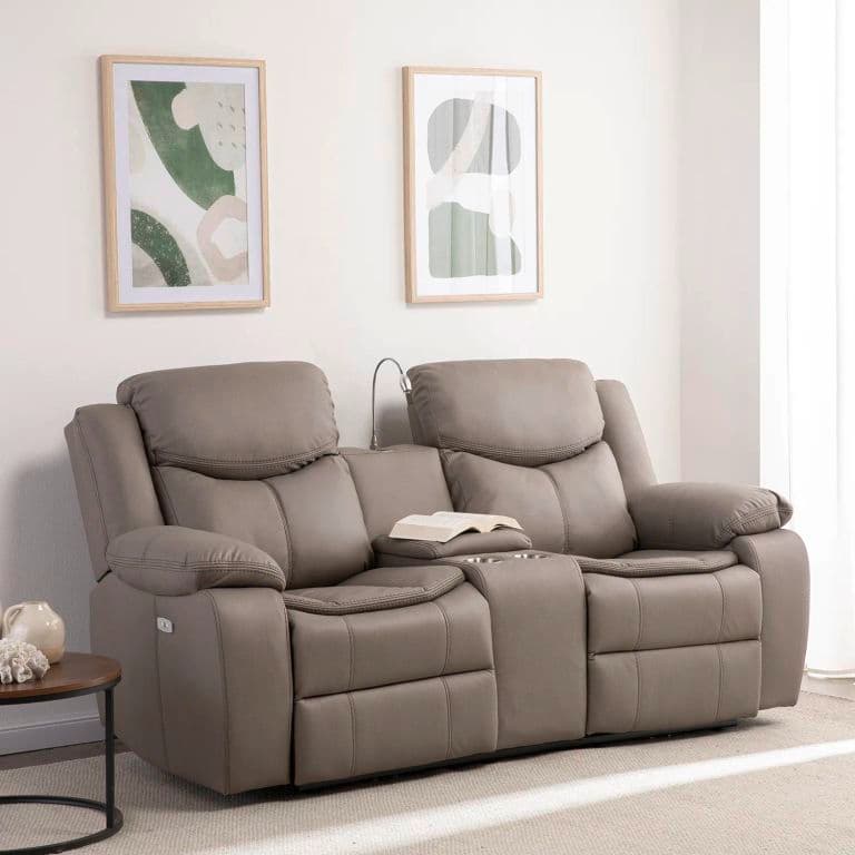 SOFA BILBAO BEIGE 2 CUERPOS RECLINACION ELECTRICA + USB + LAMPARA + CAJON INVISIBLE SOFA Beige