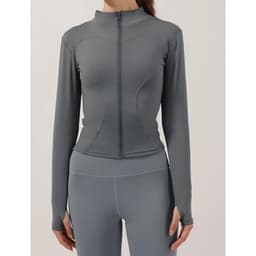 Poleron Deportivo Mujer Ajustado Elasticado Cierre 9014 Gris L/XL