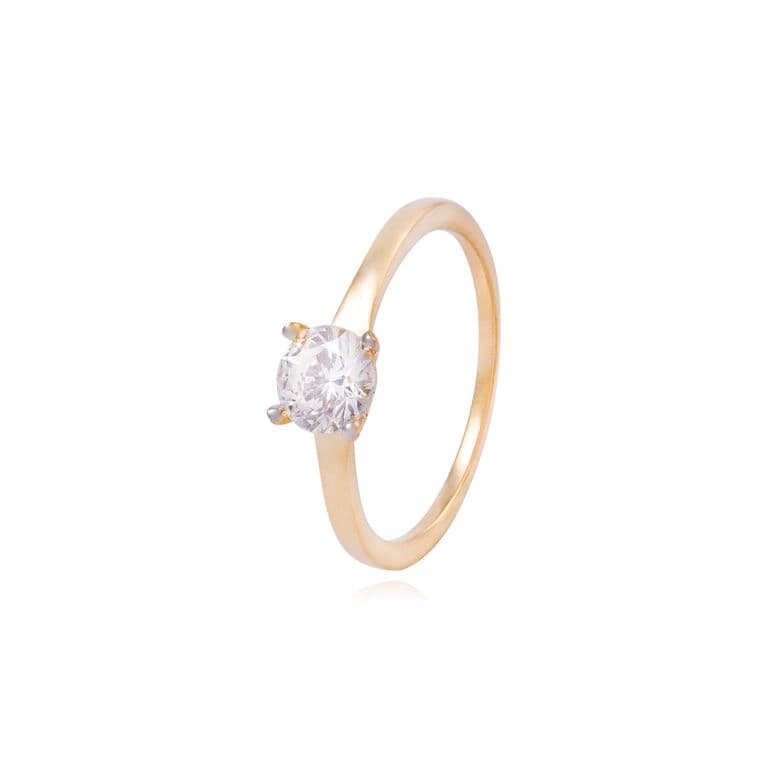 Anillo Compromiso de Oro 18Kt Solitario 5MM 4 Grifas Amarillo 10
