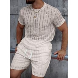 Polera Hombre Manga Corta Tejida Estilo Casual Verano 0260 Beige S